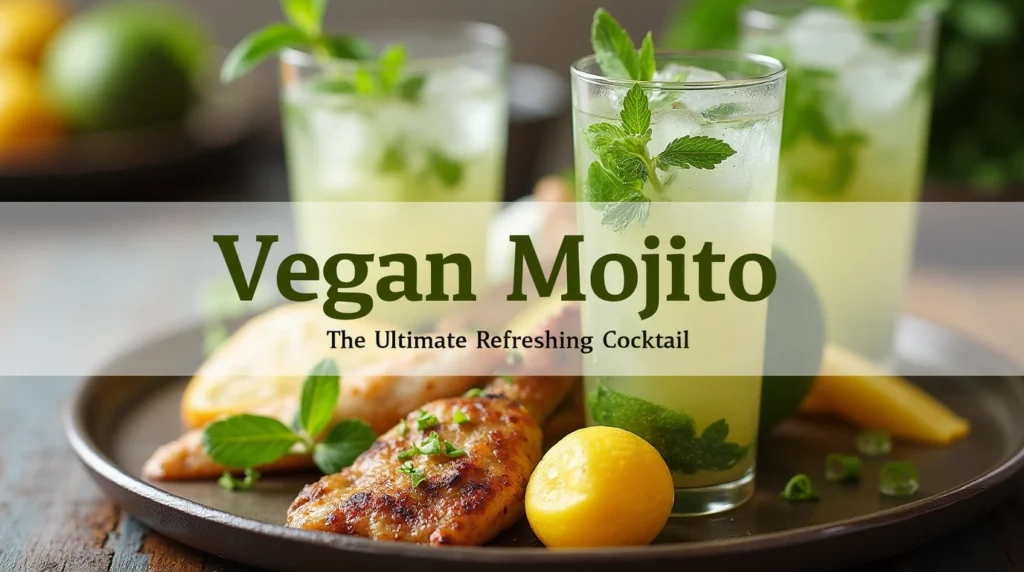 Refreshing vegan Mojito cocktail with mint and lime